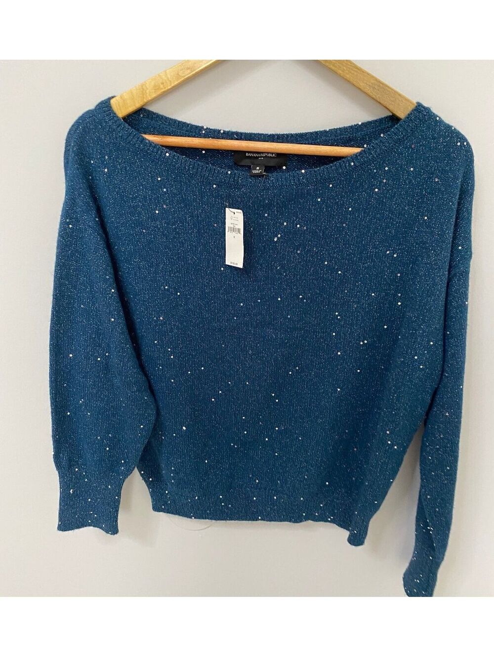NWT Banana Republic Blue Sequin Knit Sweater Size S